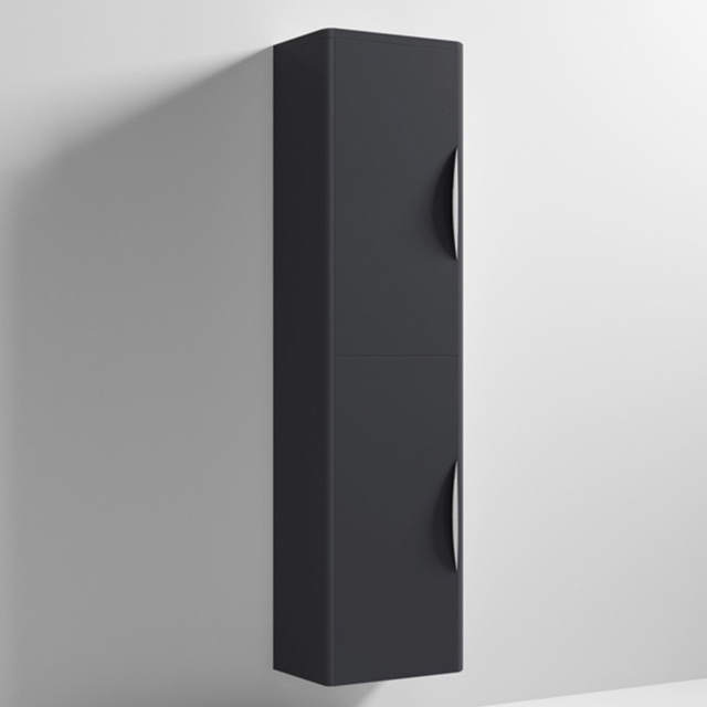 nuie Parade 2 Door Soft Black Wall Hung Tall Cabinet - Size: 1399 x 356 x 253mm - Wilko - image 1
