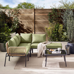 Furniturebox Asia 5 Seater Black and Brown Rattan Outdoor Corner Sofa Set - Wilko - thumbnail 5