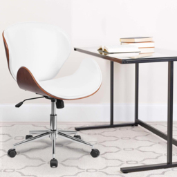 FWStyle White and Walnut Faux Leather Armless Office Chair - Size: 97.79 x 66.04 x 65.41cm - Wilko - thumbnail 4