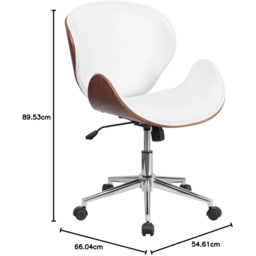 FWStyle White and Walnut Faux Leather Armless Office Chair - Size: 97.79 x 66.04 x 65.41cm - Wilko - thumbnail 7