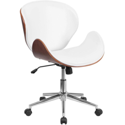 FWStyle White and Walnut Faux Leather Armless Office Chair - Size: 97.79 x 66.04 x 65.41cm - Wilko - thumbnail 3