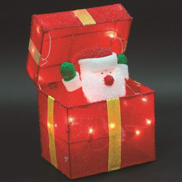 Shatchi LED Santa Pop Up Gift Box Christmas Decoration 30cm - Size: 30 x 28 x 3cm - Red - Wilko - image 1