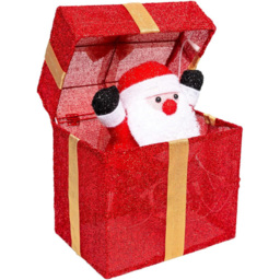 Shatchi LED Santa Pop Up Gift Box Christmas Decoration 30cm - Size: 30 x 28 x 3cm - Red - Wilko - thumbnail 3