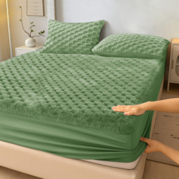 Velosso Single Olive Chunky Popcorn Fitted Sheet - Wilko - thumbnail 3