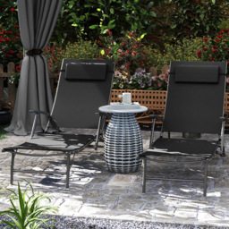 Outsunny Set of 2 Black Folding Sun Lounger - Size: 87 x 64 x 154cm - Wilko - thumbnail 1