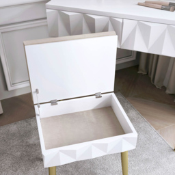 CARME Home Montana White and Gold Dressing Table with Padded Stool - Size: 35 x 50 x 89cm - Wilko - thumbnail 6