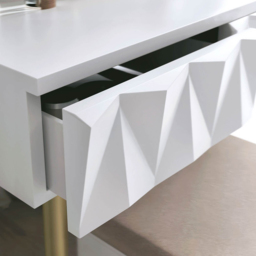 CARME Home Montana White and Gold Dressing Table with Padded Stool - Size: 35 x 50 x 89cm - Wilko - thumbnail 5