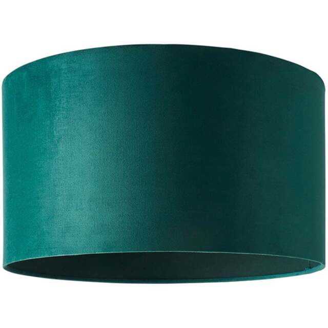 ValueLights Reni Forest Green Velvet Large Drum Ceiling Lamp Shade 45cm - Size: 25 x 45 x 45cm - Wilko - image 1