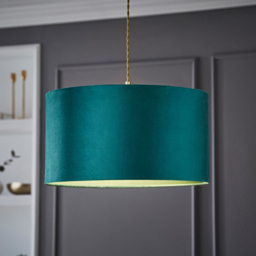 ValueLights Reni Forest Green Velvet Large Drum Ceiling Lamp Shade 45cm - Size: 25 x 45 x 45cm - Wilko - thumbnail 3
