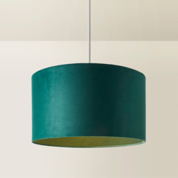 ValueLights Reni Forest Green Velvet Large Drum Ceiling Lamp Shade 45cm - Size: 25 x 45 x 45cm - Wilko - thumbnail 6