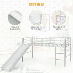 Costway Single White Kids Bed with Slide and Stairs - Wilko - thumbnail 6