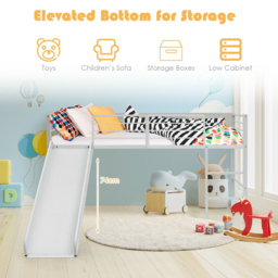 Costway Single White Kids Bed with Slide and Stairs - Wilko - thumbnail 7
