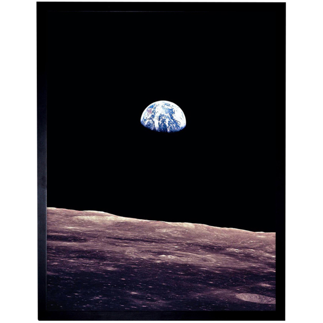 Wee Blue Coo NASA Space Planet Earth Lunar Surface Moon Framed Wall Art Print 30 x 41cm - Size: 43.3 x 33.3 x 1.5cm - Black - Wilko - image 1
