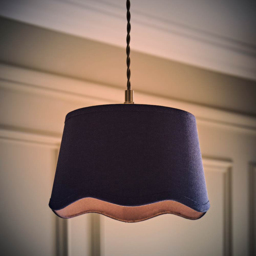 ValueLights Mabel Scalloped Bottom Navy Linen Small Shade - Size: 15 x 25 x 25cm - Blue - Wilko - thumbnail 3