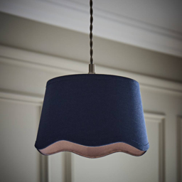 ValueLights Mabel Scalloped Bottom Navy Linen Small Shade - Size: 15 x 25 x 25cm - Blue - Wilko - thumbnail 4
