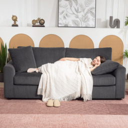 HOMCOM 3 Seater Grey Upholstered Jumbo Cord Sofa - Wilko - thumbnail 6