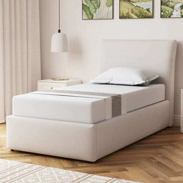 Artemis Home Bethany Single Beige Linen Upholstered Ottoman Bed - Wilko - image 1