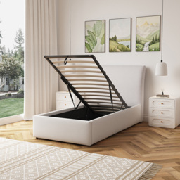 Artemis Home Bethany Single Beige Linen Upholstered Ottoman Bed - Wilko - thumbnail 4