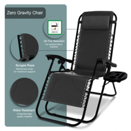 Garden Vida Set of 2 Grey Zero Gravity Chair - Size: 1 Seater - Wilko - thumbnail 4