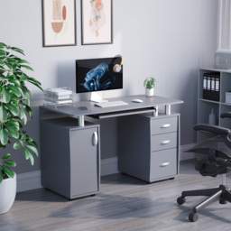Vida Designs Otley 3 Drawer Computer Desk Grey - Size: 74 x 120 x 55cm - Wilko - thumbnail 7