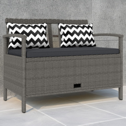 Outsunny 2 Seater Grey Rattan Storage Garden Bench - Wilko