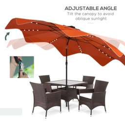 Outsunny Orange Solar LED Crank and Tilt Parasol 3m - Wilko - thumbnail 6