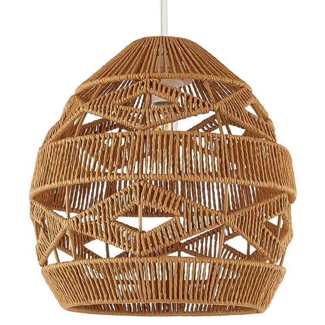 Lighting Collection Laird Rattan Ceiling Lamp Shade - Size: 31 x 30.5 x 30.5cm - Natural - Wilko - image 1