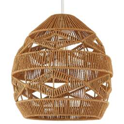 Lighting Collection Laird Rattan Ceiling Lamp Shade - Size: 31 x 30.5 x 30.5cm - Natural - Wilko - thumbnail 1