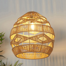 Lighting Collection Laird Rattan Ceiling Lamp Shade - Size: 31 x 30.5 x 30.5cm - Natural - Wilko - thumbnail 3