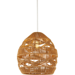 Lighting Collection Laird Rattan Ceiling Lamp Shade - Size: 31 x 30.5 x 30.5cm - Natural - Wilko - thumbnail 4