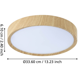 EGLO Musurita Natural Wood and Plastic Diffuser LED Ceiling Light - Size: 6 x 34 x 6cm - Brown - Wilko - thumbnail 6