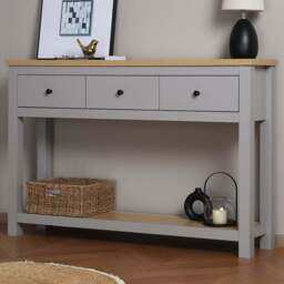 Wiltshire 3 Drawer Grey Console Table - Home Garden Direct - Wilko