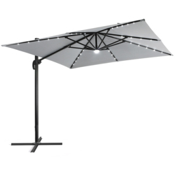 Living and Home Light Grey LED Square Rotatable Cantilever Parasol with Square HDPE Base 3m - Wilko - thumbnail 4
