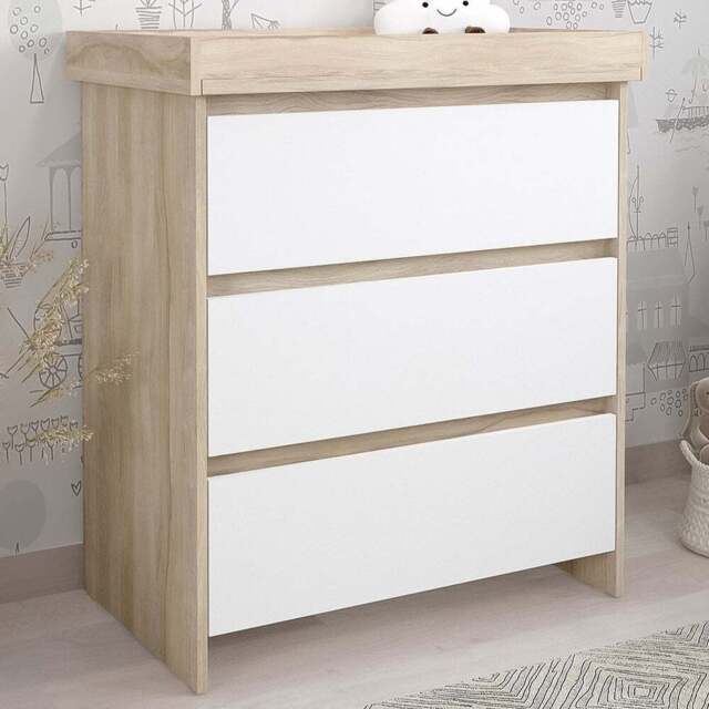 Shefa 880 3 Drawer Elm and White Kids Changing Unit - Size: 92 x 80 x 50cm - Elm-white - Wilko - image 1