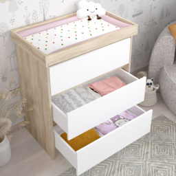 Shefa 880 3 Drawer Elm and White Kids Changing Unit - Size: 92 x 80 x 50cm - Elm-white - Wilko - thumbnail 6