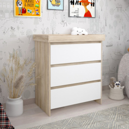Shefa 880 3 Drawer Elm and White Kids Changing Unit - Size: 92 x 80 x 50cm - Elm-white - Wilko - thumbnail 7