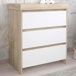 Shefa 880 3 Drawer Elm and White Kids Changing Unit - Size: 92 x 80 x 50cm - Elm-white - Wilko - thumbnail 1