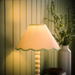 ValueLights Florie Scallop Green Trim Small Shade - Size: 15 x 27.5 x 27.5cm - Cream - Wilko - thumbnail 7