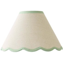ValueLights Florie Scallop Green Trim Small Shade - Size: 15 x 27.5 x 27.5cm - Cream - Wilko