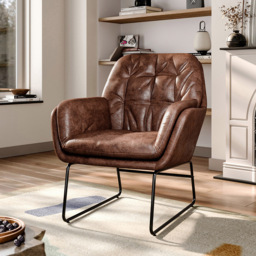 Living and Home Brown Tufted Leisure Armchair with Metal Legs - Size: Single - Wilko - thumbnail 4