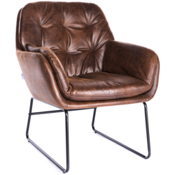 Living and Home Brown Tufted Leisure Armchair with Metal Legs - Size: Single - Wilko - thumbnail 3