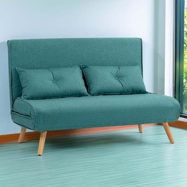 HOMCOM Click Clack 2 Seater Green Sofa Bed - Wilko - image 1