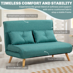 HOMCOM Click Clack 2 Seater Green Sofa Bed - Wilko - thumbnail 7