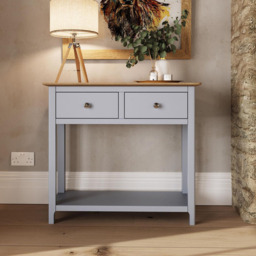 FWStyle Taberno 2 Drawer Dove Grey Hallway Console Table - Size: 76 x 85 x 30cm - Wilko - thumbnail 6