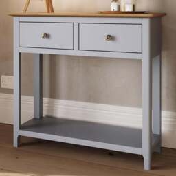 FWStyle Taberno 2 Drawer Dove Grey Hallway Console Table - Size: 76 x 85 x 30cm - Wilko