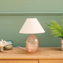 ValueLights Olivet Pink and Natural Taper Glass LED Table Lamp 2 Pack - Size: 34 x 25 x 25cm - Wilko - thumbnail 3