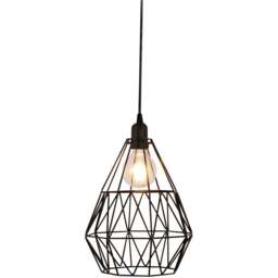 Sorrelis Elandor E27 Pendant Light - Size: 25 x 25 x 300cm - Black - Wilko