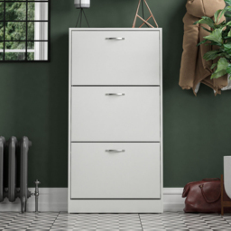 Vida Designs 3 Drawer White Shoe Cabinet - Size: 24 x 60 x 118cm - Wilko - thumbnail 7
