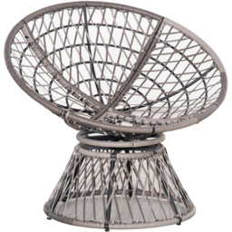Outsunny Grey 360° Swivel Rattan Chair with Padded Cushion - Size: 1 Seater - Wilko - thumbnail 4