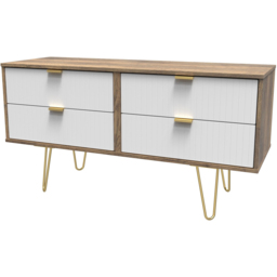 Crowndale 4 Drawer White Matt and Vintage Oak Chest of Drawers Ready Assembled - Wilko - thumbnail 3